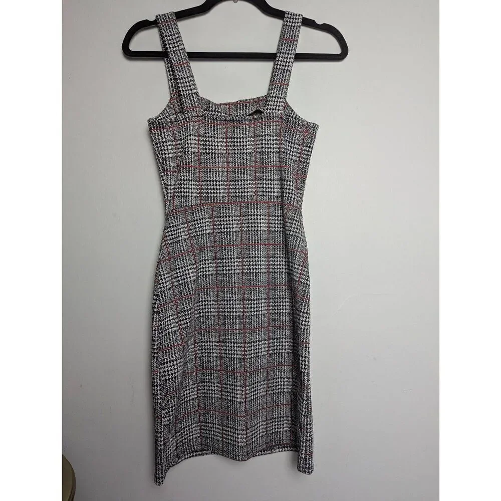 River Island check button up pinafore dress